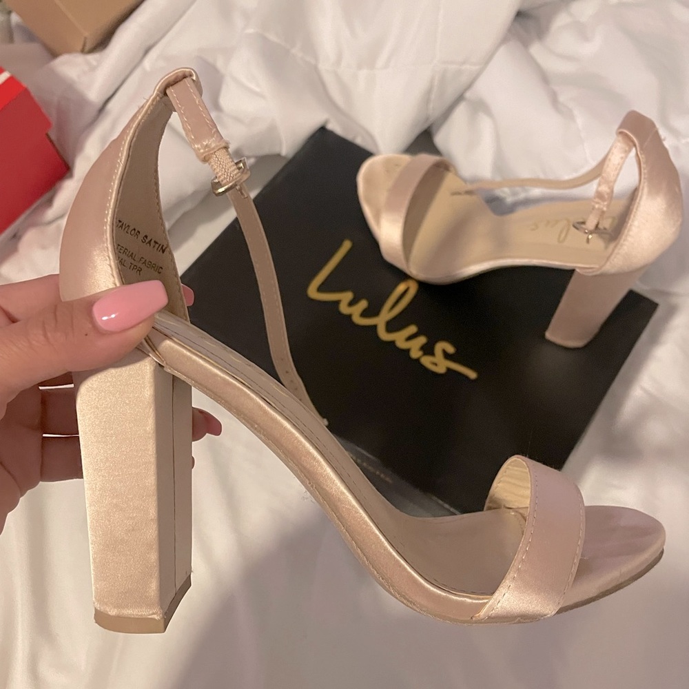 Champagne Block Heels